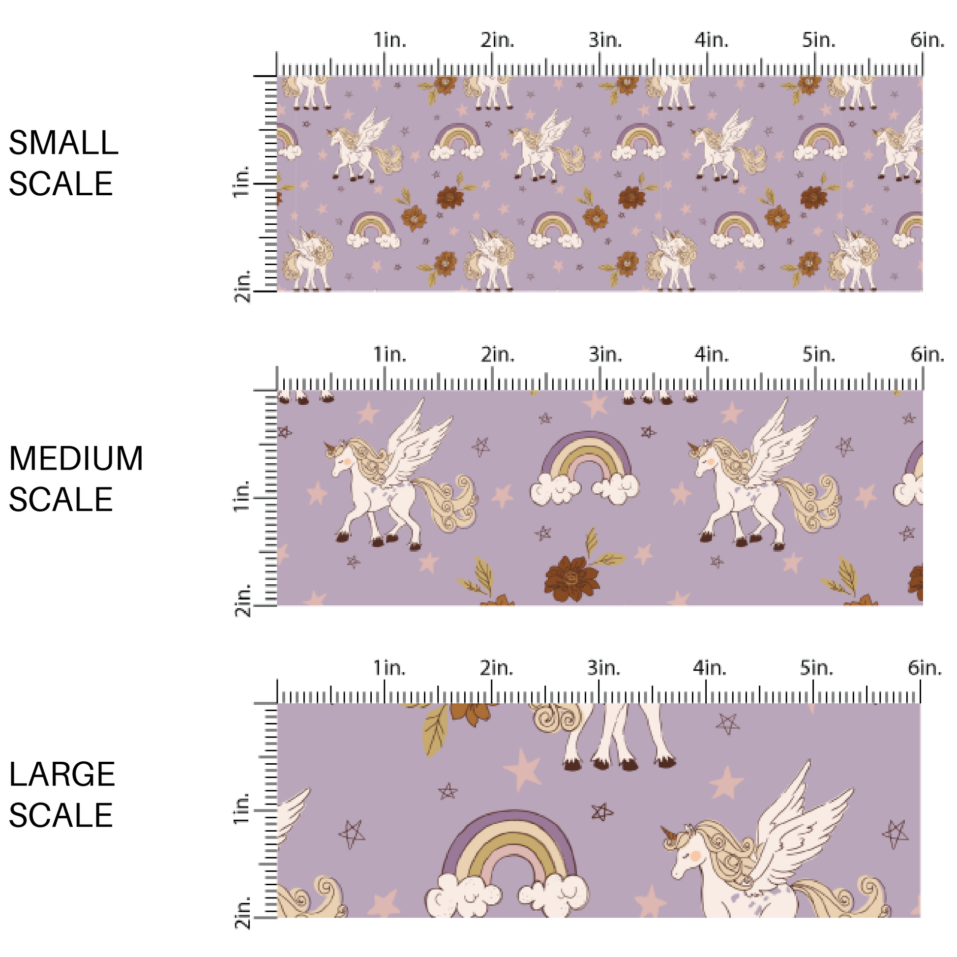 unicorns, rainbows, stars, and flowers on purple fabric by the yard scaled image guide