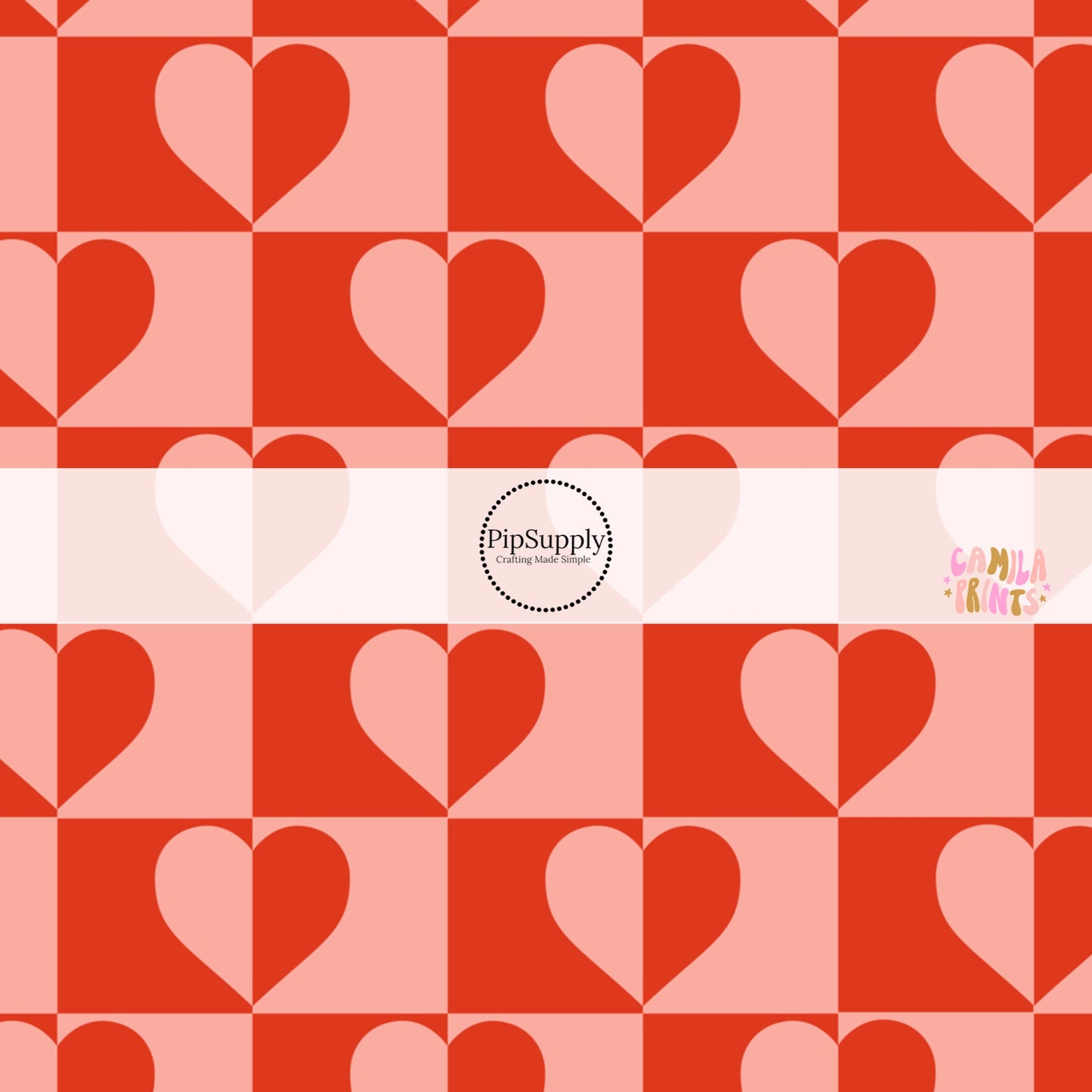 Valentine's day Pink and Red Hearts Fabric Pattern