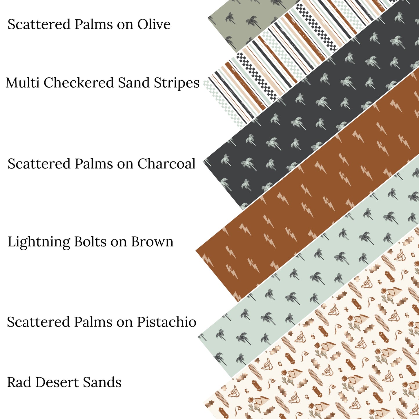 Scattered Palms on Charcoal Faux Leather Sheets