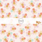 Rainbow Daisies and yellow smiley face print on light pink fabric by the yard - Spring Fabric 