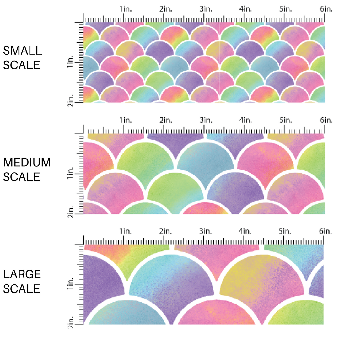 Rainbow ombre mermaid scales fabric by the yard scaled image guide.