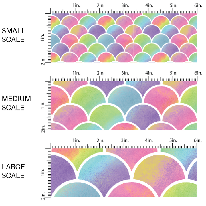 Rainbow ombre mermaid scales fabric by the yard scaled image guide.