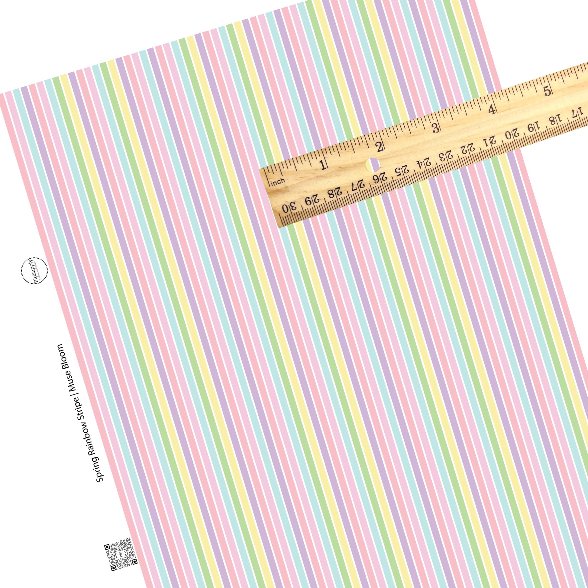 Vertical pastel spring rainbow stripe faux leather sheet