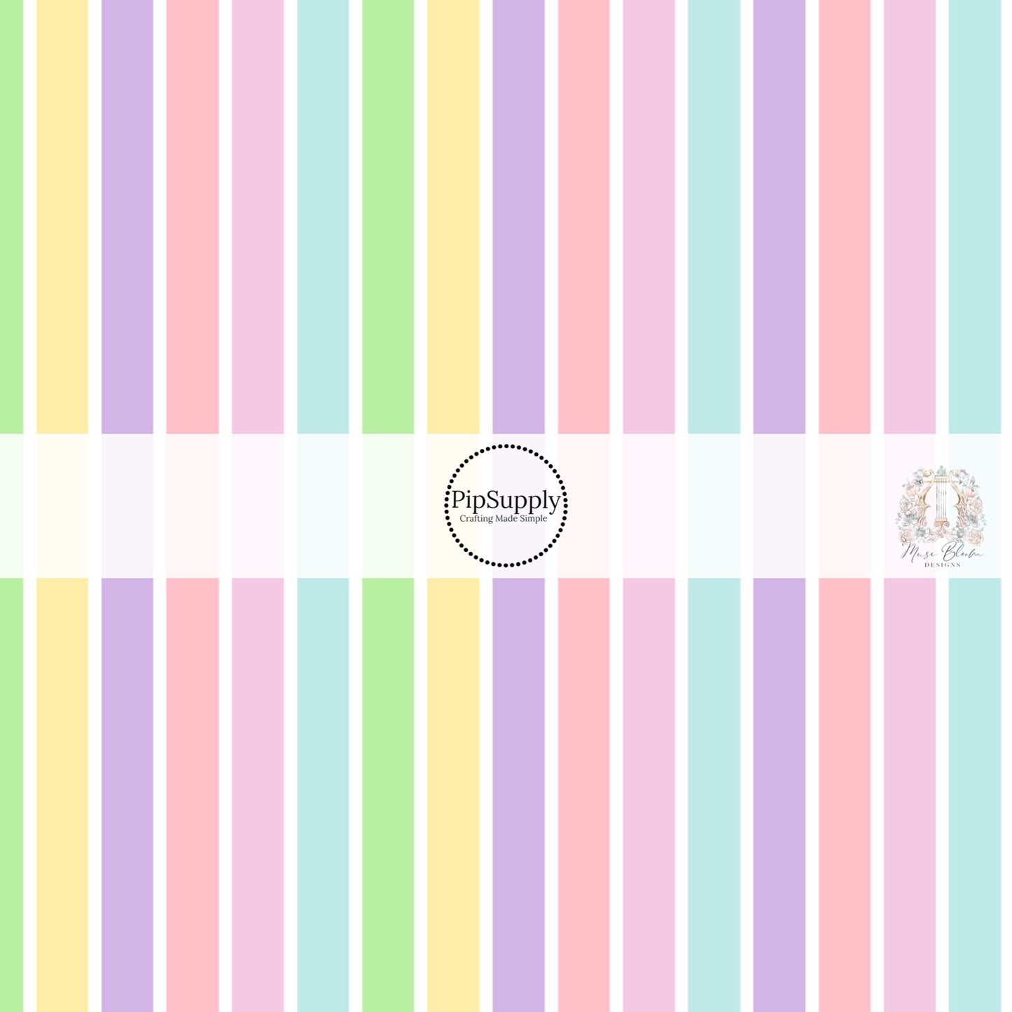 Pink, purple, green, yellow, and blue striped fabric by the yard -  Easter Stripes Fabric 