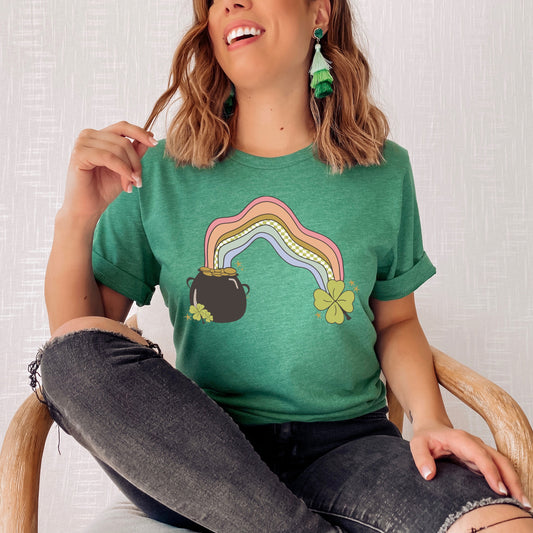 St. Patrick's Day Pot of gold and rainbow Iron on heat transfer