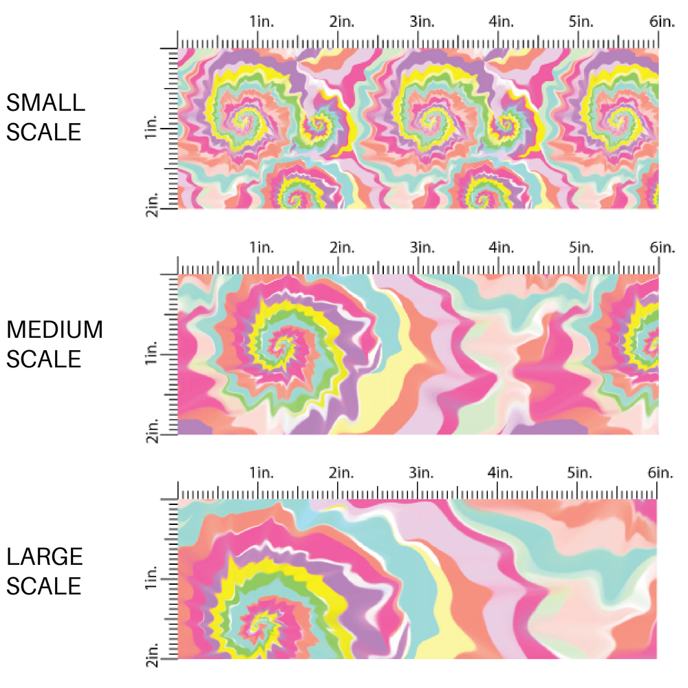 Neon rainbow colored fabric by the yard scaled image guide with a tie dye print