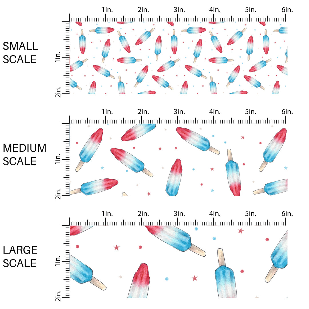  Blue, White and Red Popsicle Fabric by the Yard -Rocket Pop Fabric