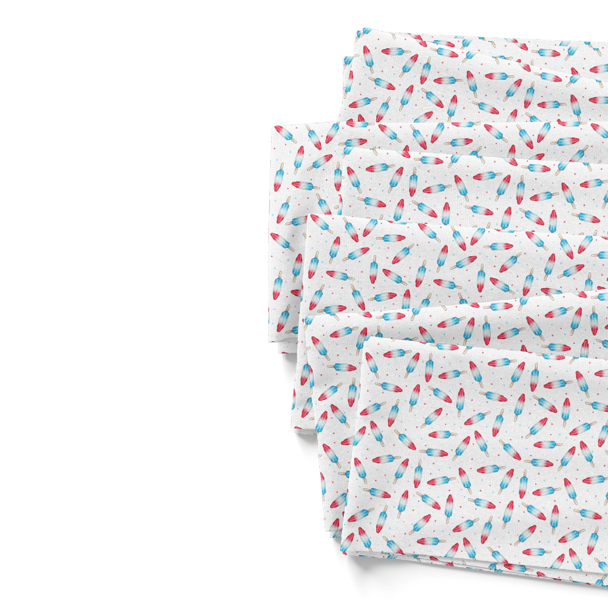 Bright Blue, White and Red Popsicle Fabric by the Yard -July 4th Rocket Pop 