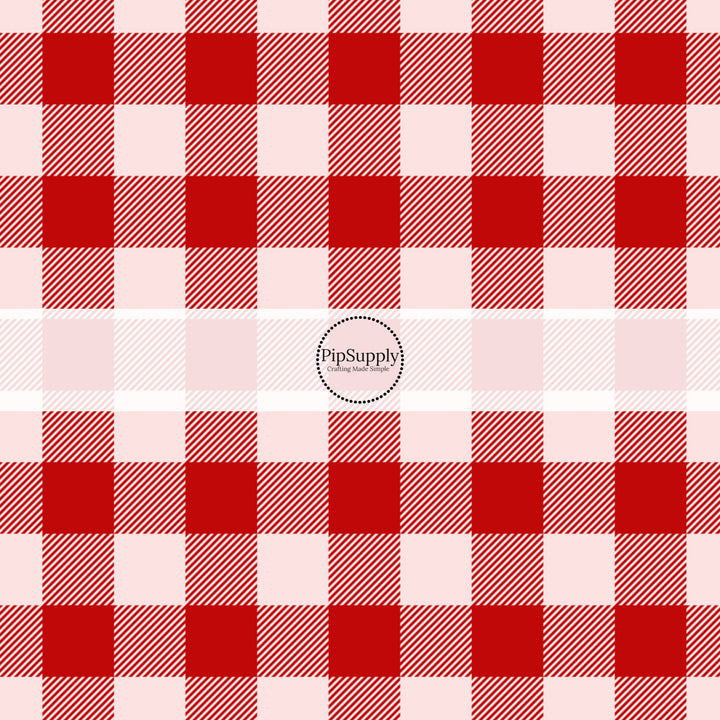 Red and light pink plaid pattern - Valentine's Day Fabric by the Yard - Gingham Fabric