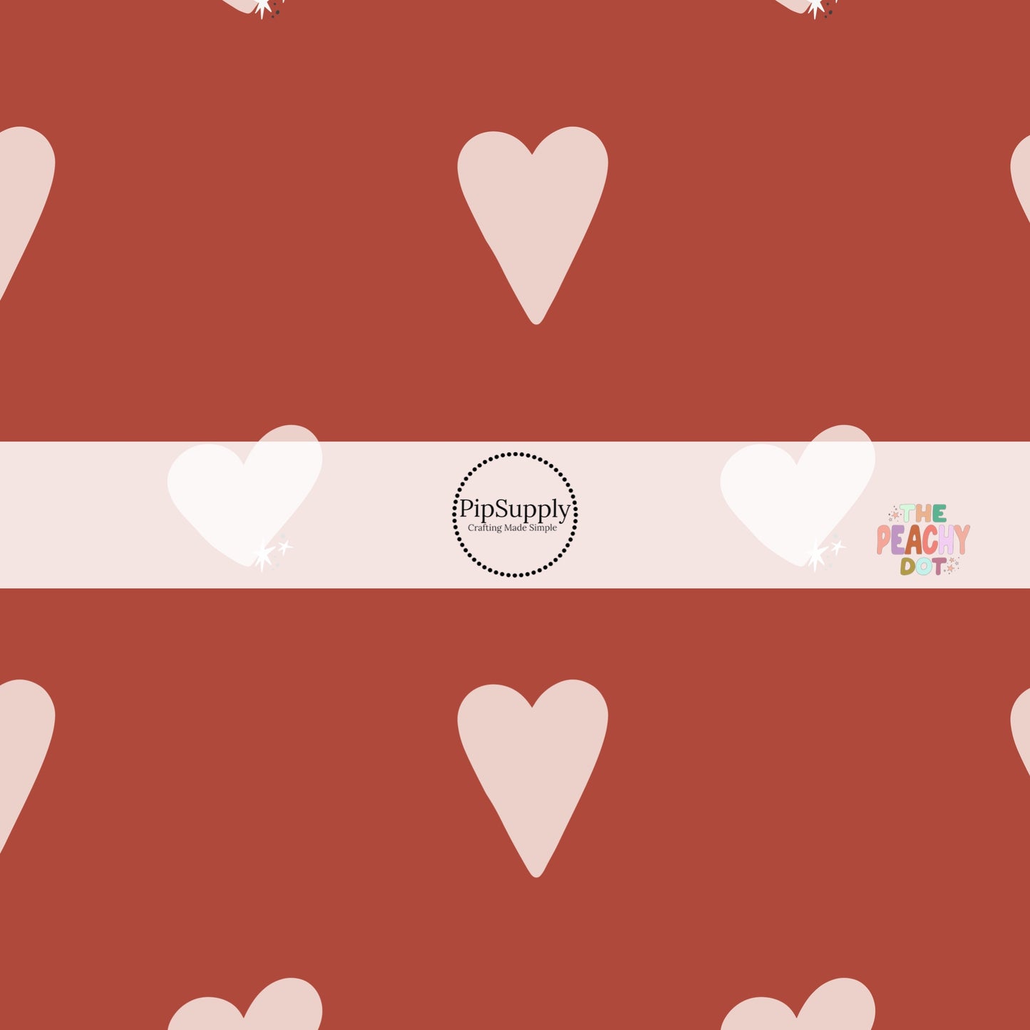 Red Fabric by the Yard with Light pink hearts 