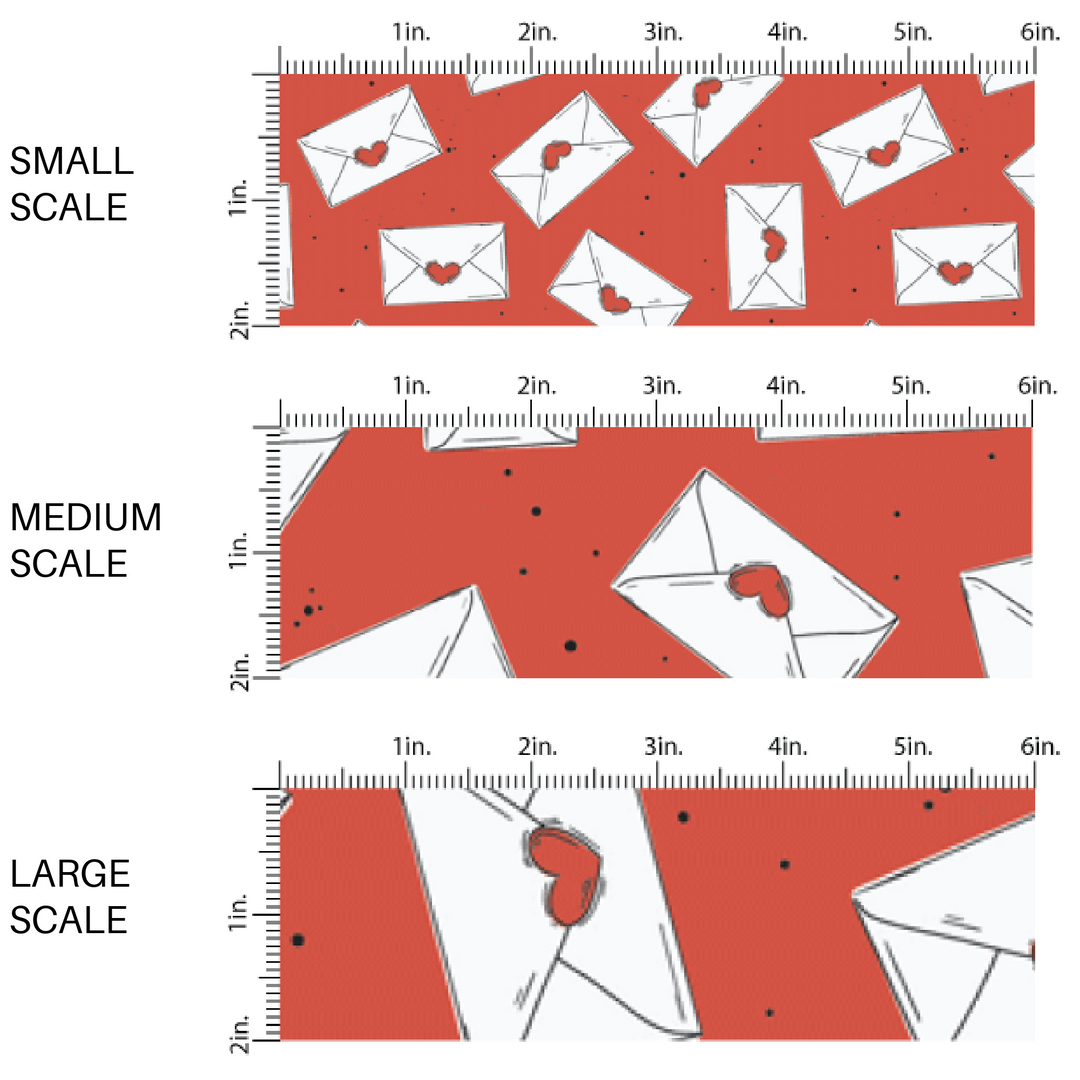 Red Fabric Image guide with white envelopes and red hearts