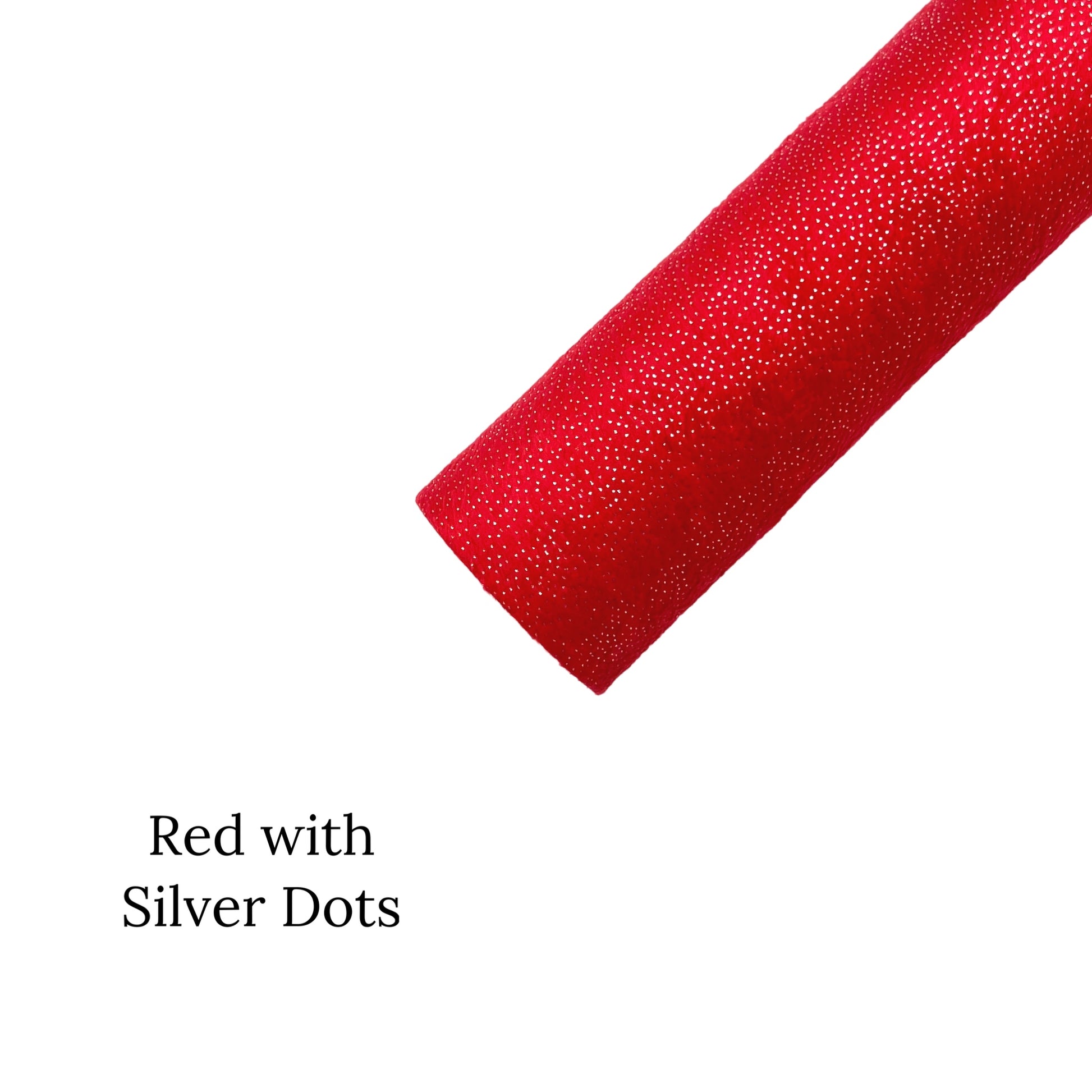 Rolled red faux leather sheets with silver dots