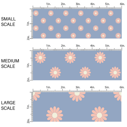 Powder blue fabric by the yard scaled image guide with light pink daisies