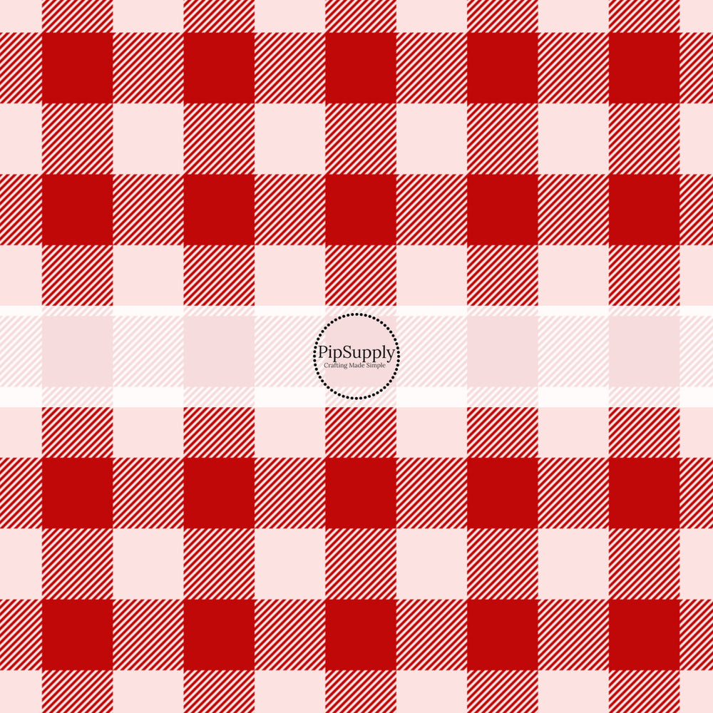 Cream tiles with red striped checkered plaid bow strips