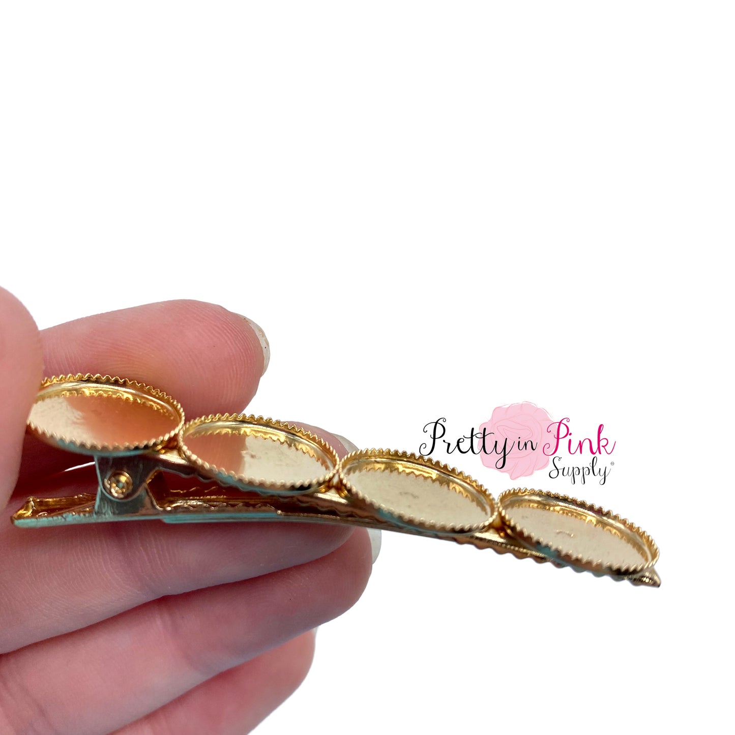 Round Gold Hair Clip Blank | Alligator Clip with Teeth