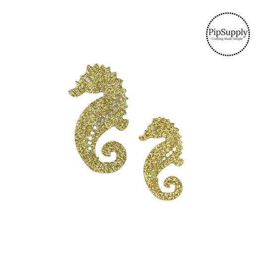 Small and large gold glitter seahorse felt