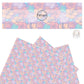 Beach inspired pastel floral and shells faux leather sheet.