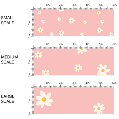 Light pink fabric by the yard scaled image guide with white scattered daisies