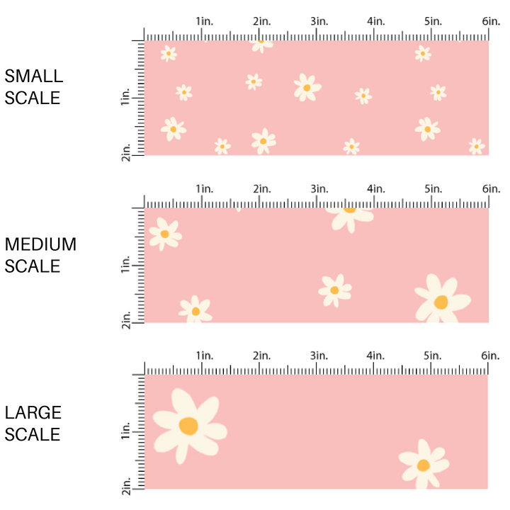 Light pink fabric by the yard scaled image guide with white scattered daisies