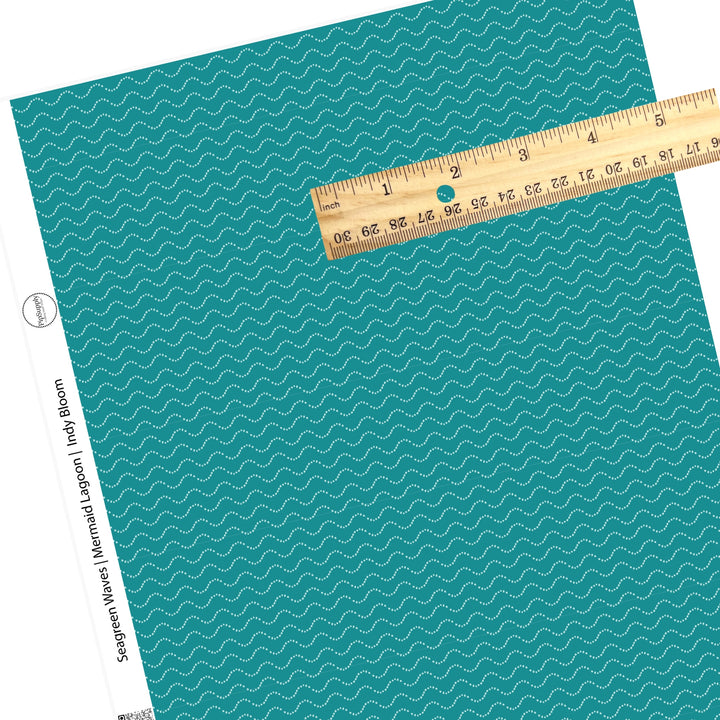 Sea green wave pattern faux leather sheet.