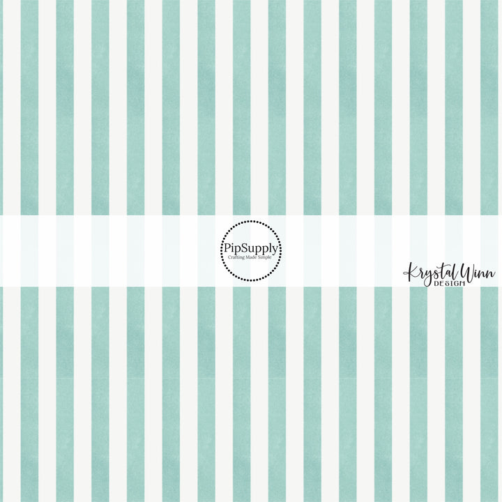 Seafoam green and white pin striped fabric by the yard.