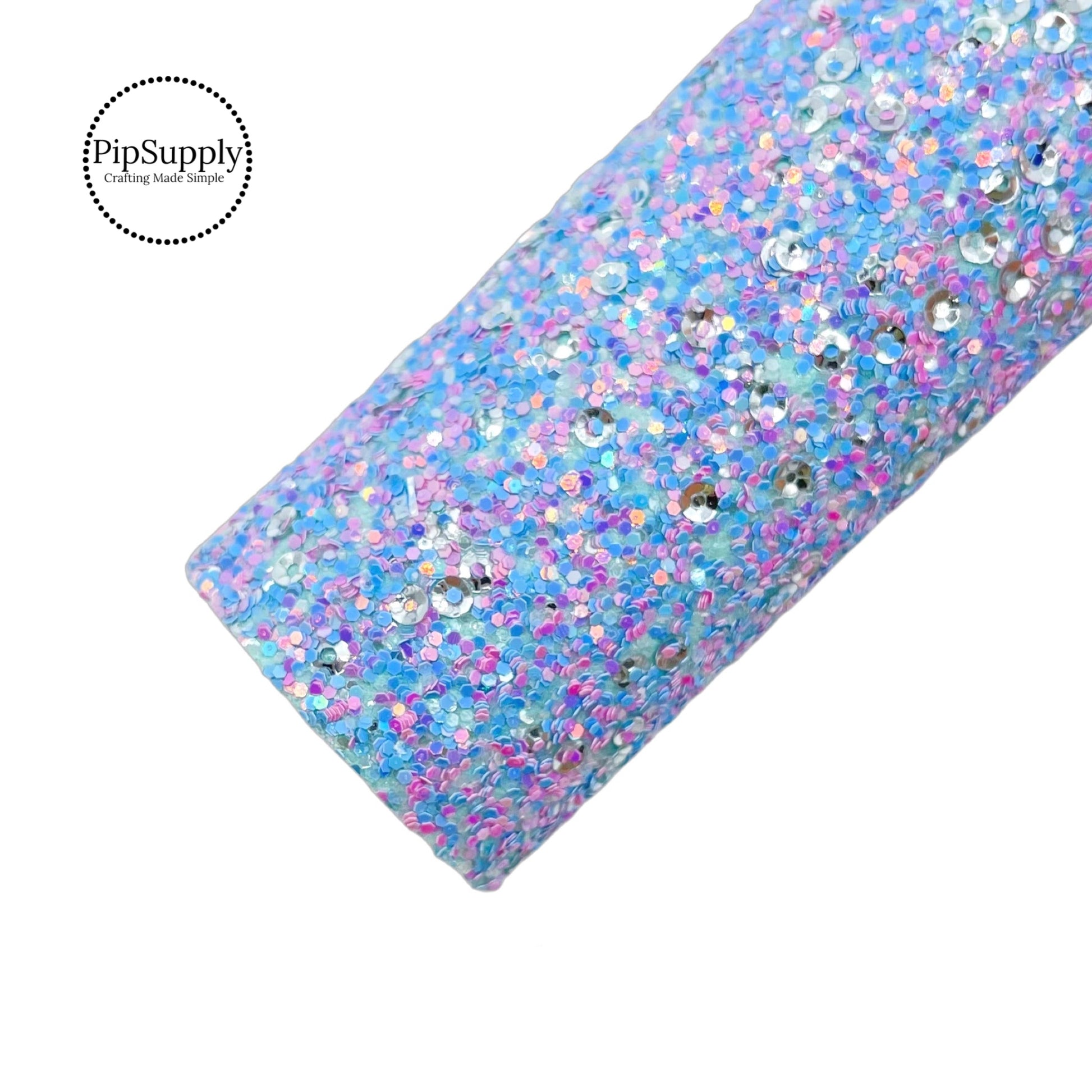 Blue and pink fine glitter with silver sequin chunky glitter sheet