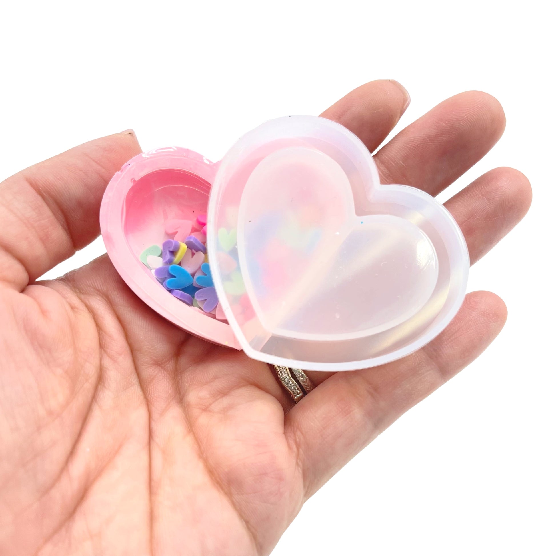 Double Heart Shaker Silicone Mold, Shaker Mould, Heart Shaker Mold, Clear Resin Mold, Silicone Flexible Mold