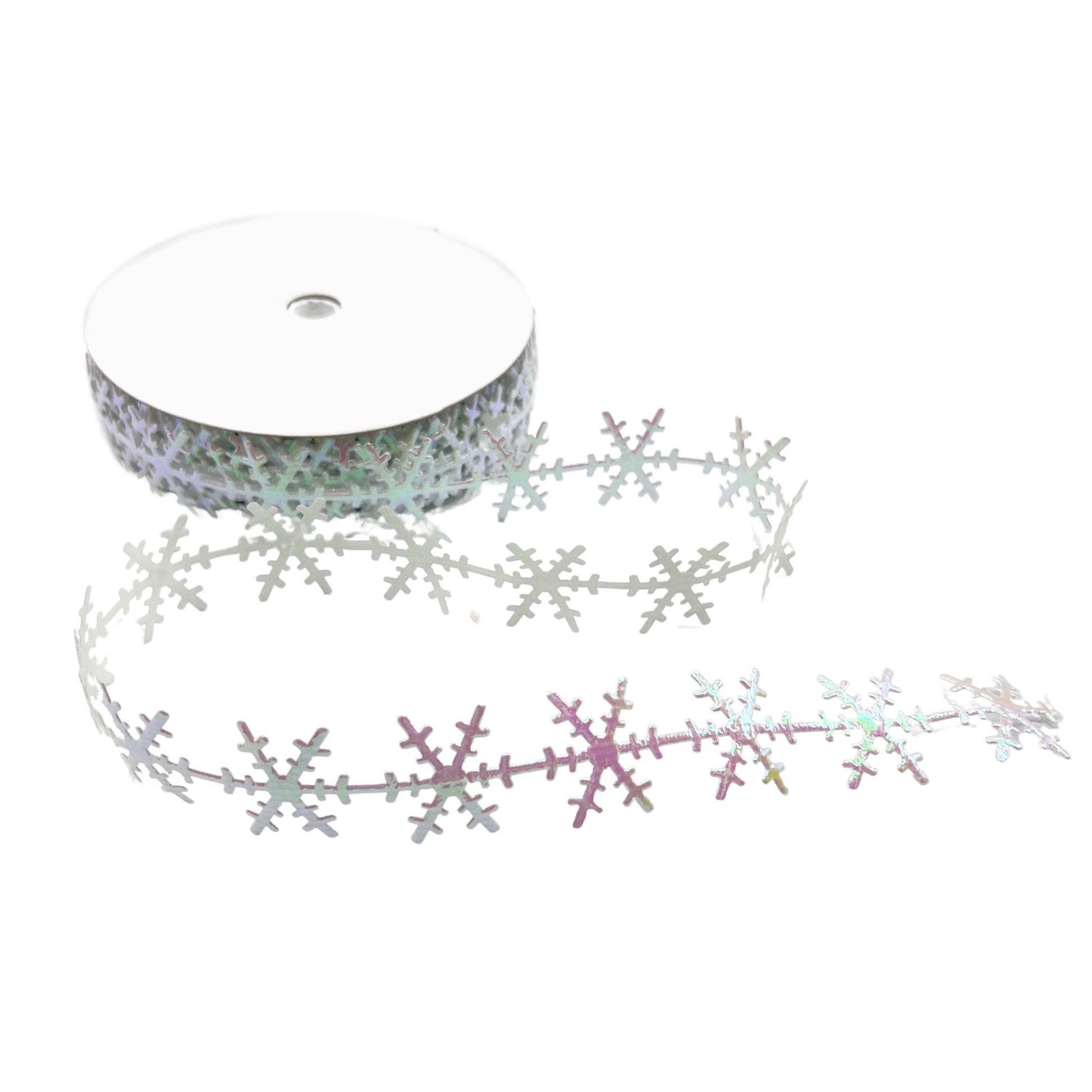 Snowflake trim with sparkles in white iridescent