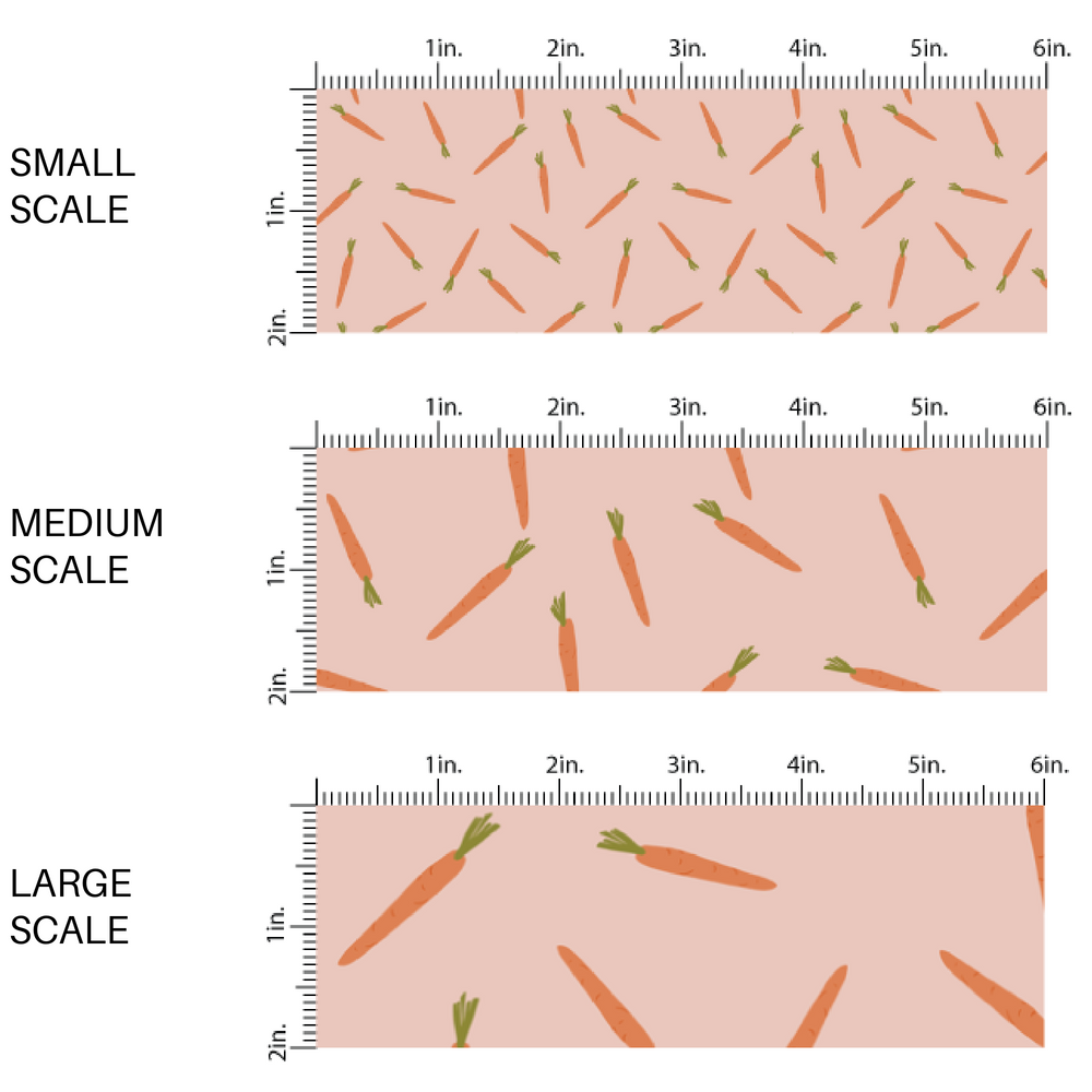 Pink fabric by the yard scaled image guide with scattered orange carrots