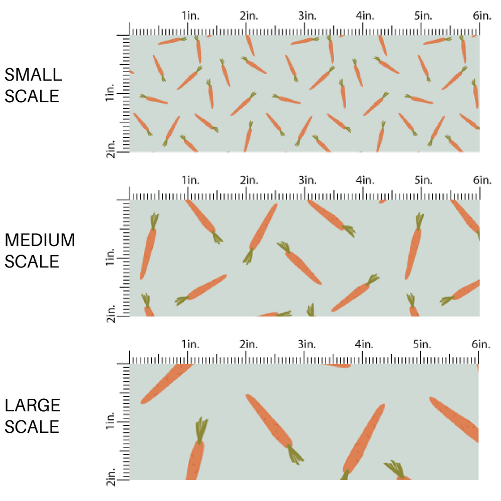Blue fabric by the yard scaled image guide with scattered orange carrots