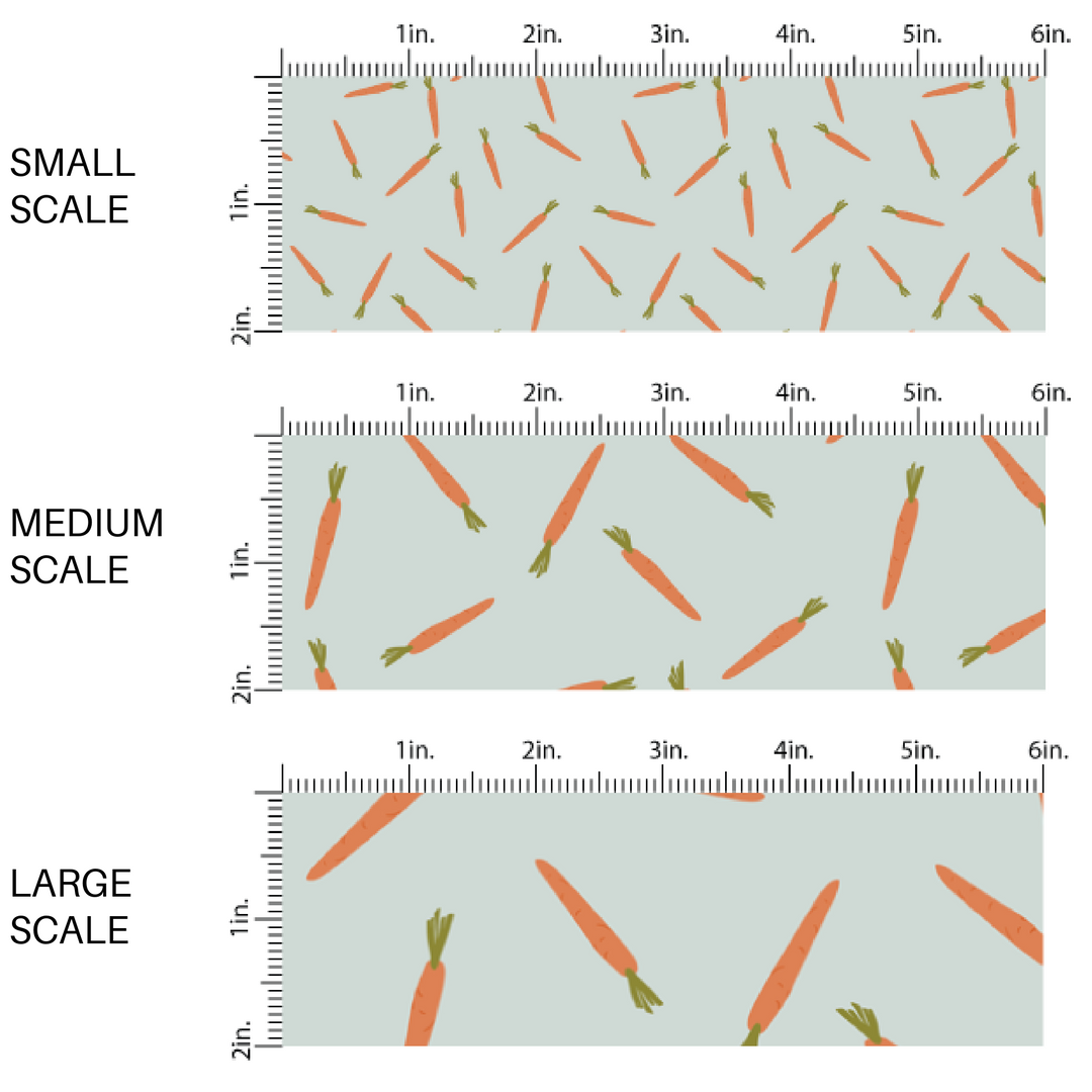 Blue fabric by the yard scaled image guide with scattered orange carrots