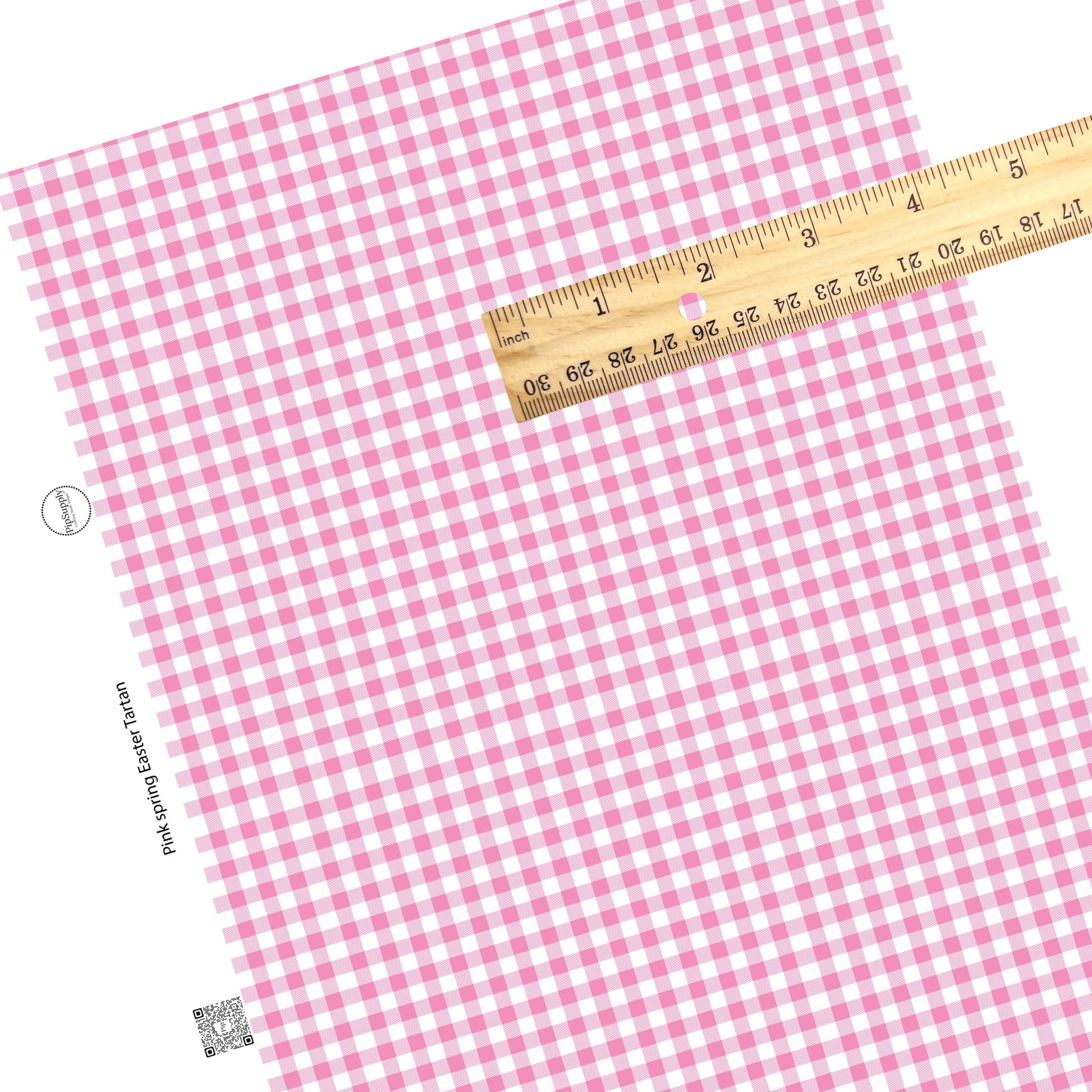 Pink stripe plaid on white tile faux leather sheets