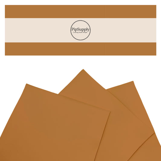 Smooth faux leather sheets in golden brown.