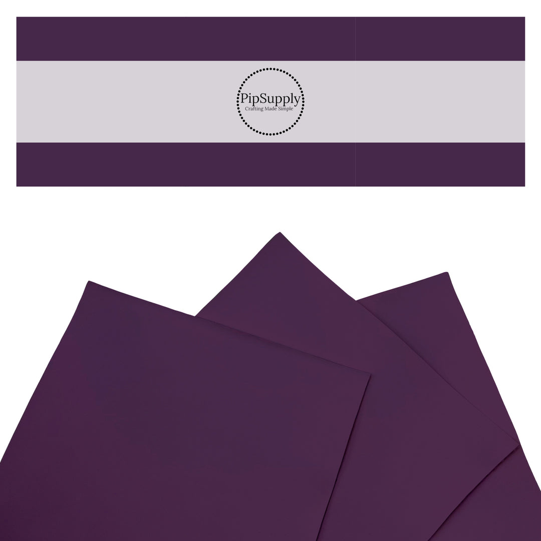 Solid colored smooth faux leather sheets in dark purple violet.