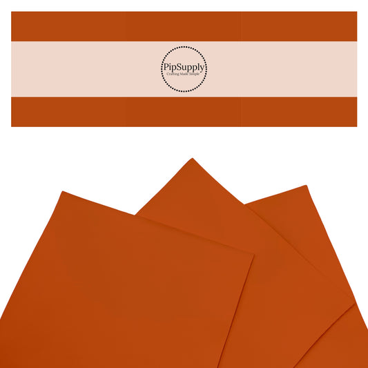 Solid colored smooth faux leather sheets in rust brown.