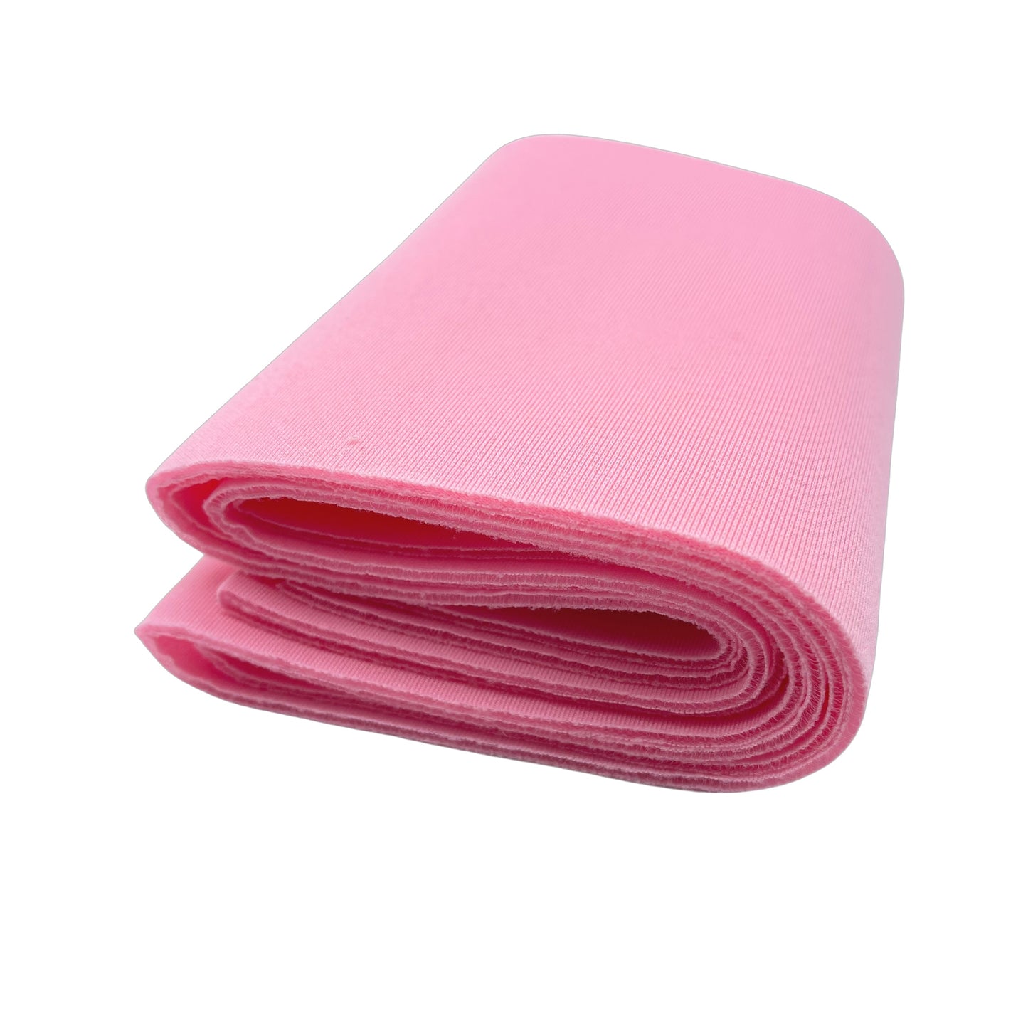 Light pink folded padded neoprene fabric strip.
