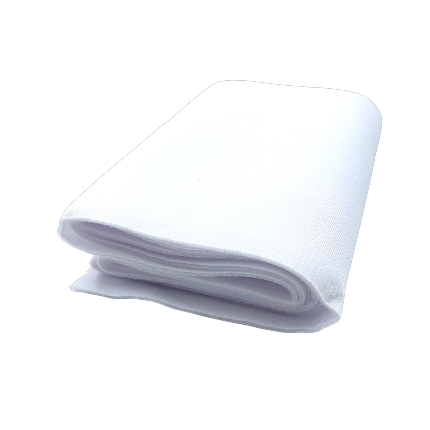White folded padded neoprene fabric strip.