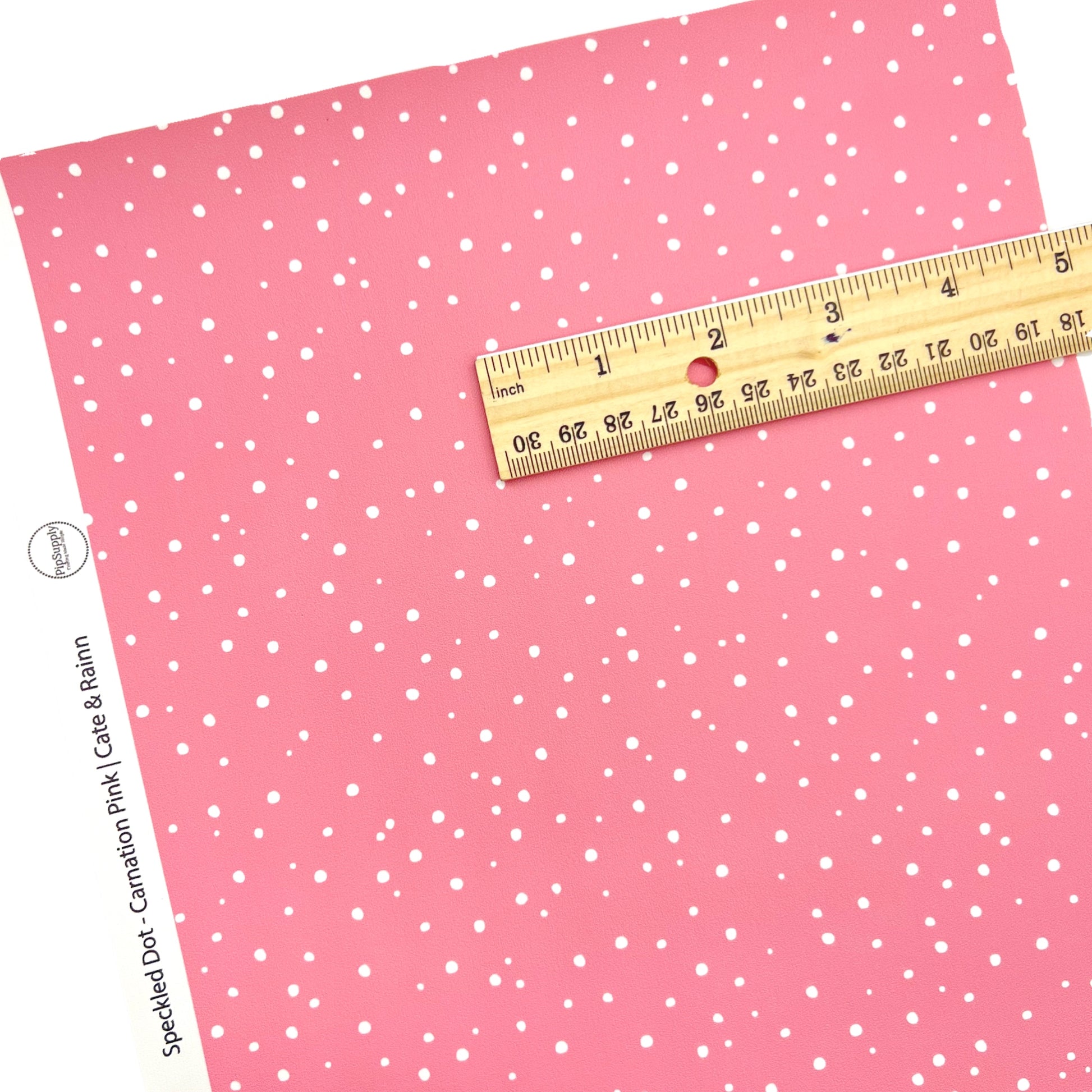 Pink pattern with white speckled dot faux leather sheet.