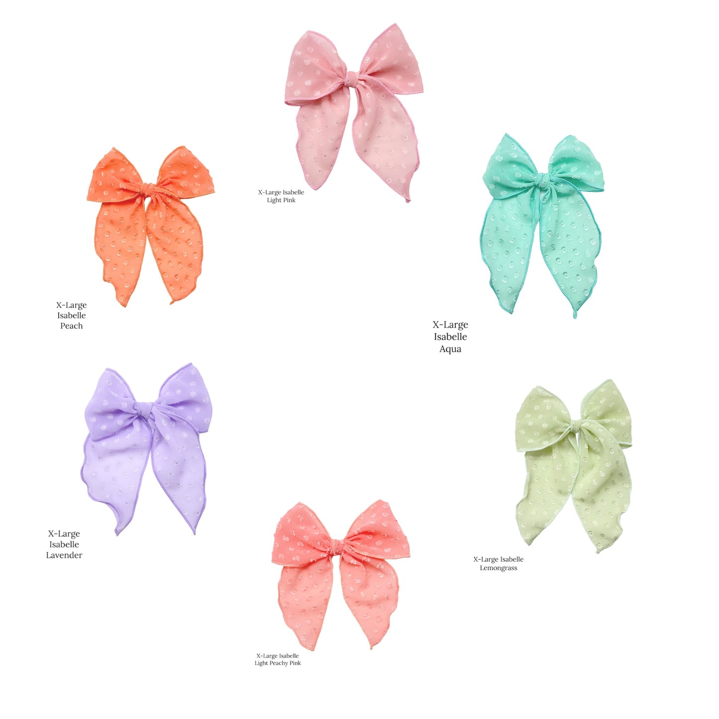 Spring frayed dot fabric bow strips. X-large serger style bow strip.