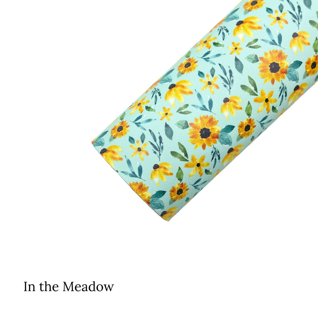 Spring meadow pattern faux leather sheets. In the meadow pattern faux leather sheet. 