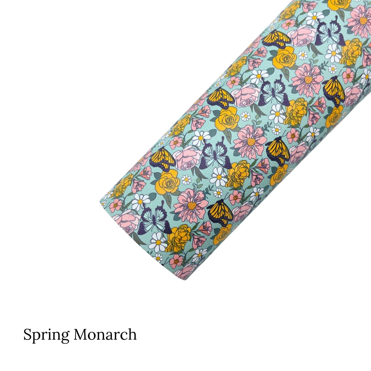 Spring meadow pattern faux leather sheets. Spring monarch pattern faux leather sheet.