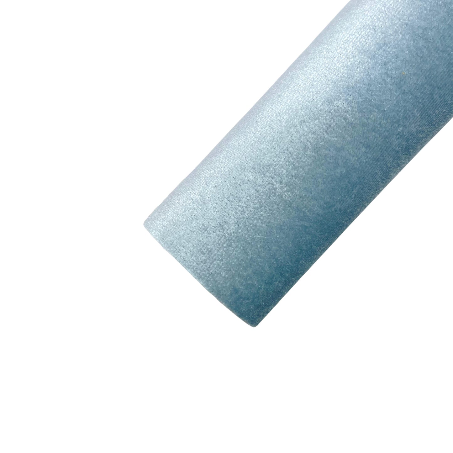 Rolled solid colored velvet sheet in smoky grey blue..