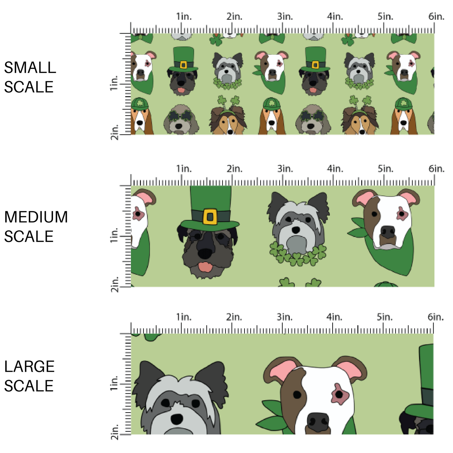 Green Fabric by the yard scaled image guide with St. Patrick's day puppies