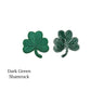 Dark green clover iron on patch with detailed leaf designs