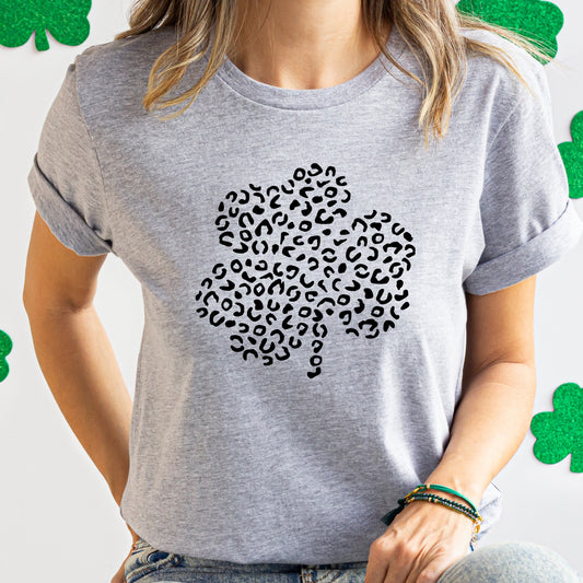 Black leopard in the shape of a clover iron on heat transfer - St.Patricks Day Iron on Transfer 