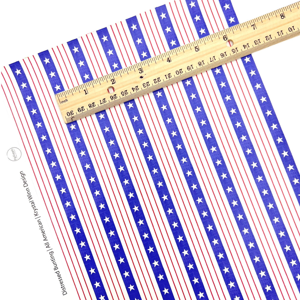 stars and stripes distressed bunting faux leather sheet