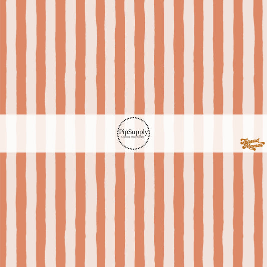 Orange and Cream Striped Fabric by the yard.