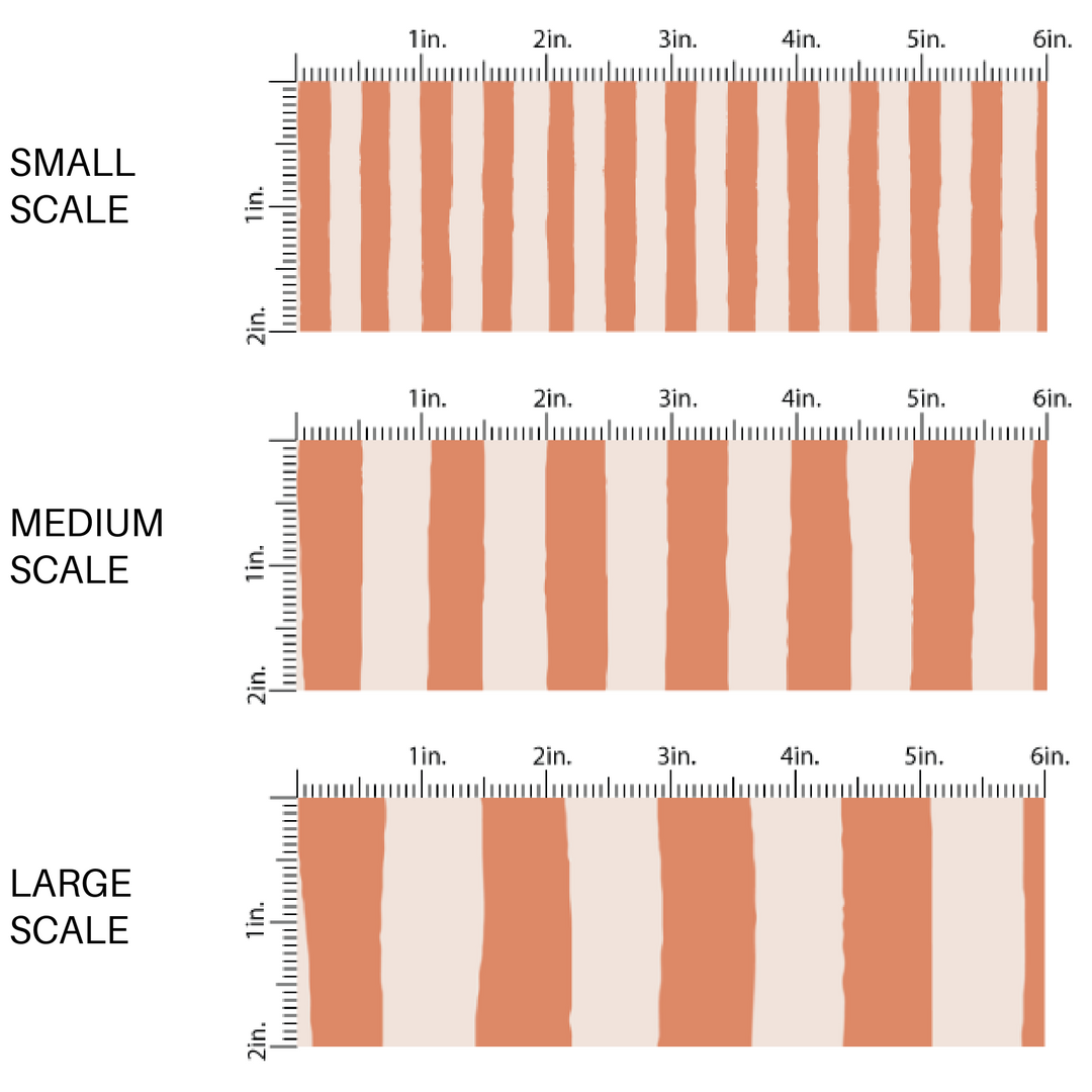 Orange and Cream Striped Fabric by the yard scaled image guide.