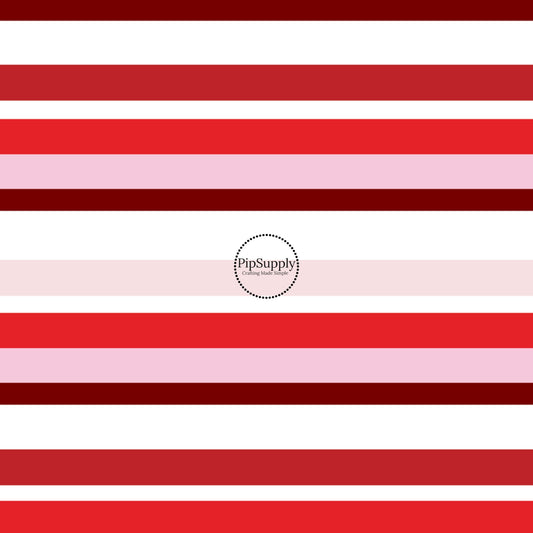Striped Fabric swatch with red and pink stripes Fabric by the Yard
