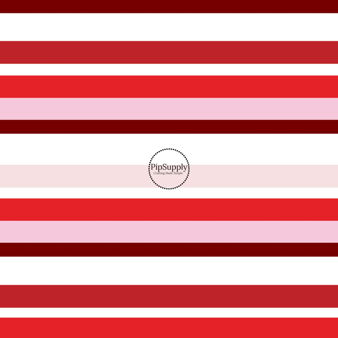 Striped Fabric swatch with red and pink stripes Fabric by the Yard